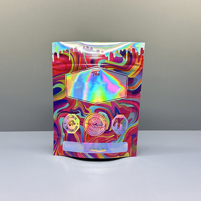 satın al 3.5g Mylar Holografik Çantalar Çalı Çiçeği için Fermuarlı Döşeme Paketi online manufacture