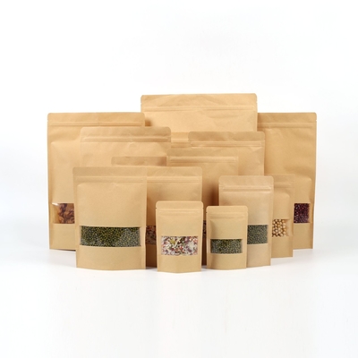 satın al Özel Biyo-degradasyonlu Kraft Eco Stand Up Pocket Bags 90mico Pencereli online manufacture