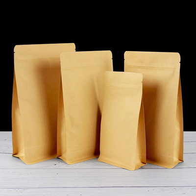 satın al 130 Mico Kalınlığı Biyodegradable Stand Up Pockets Kağıt Düz Alt Çantalar online manufacture