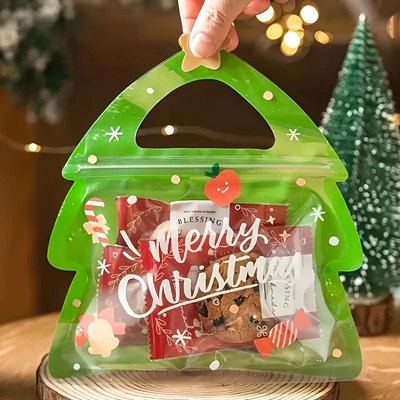 satın al Noel Çorapları Özel Şekilli Şekerlik Paketleme Çantası Sakızlar İçin Plastik Fermuar Çantası online manufacture
