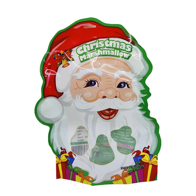 satın al Fermuarlı özel şekilli plastik Mylar çantası, özel Noel paketleme çantası online manufacture