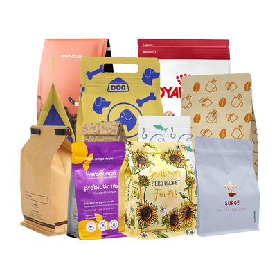 satın al Sıcaklık Kapalı Biyodegradable Kraft Kağıt Torbası Yan Guesst Alt Torba Kahve Paketleme Torbası online manufacture