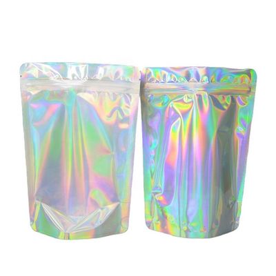satın al Yeniden kilitlenebilir Holografik Diklenmiş Poşet Mylar Paket Çantaları Ekolojik Dost online manufacture