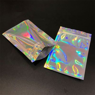 satın al Yukarı Kalk Holografik Fermuar Paketleme Çantası Düz Cüzdanlar Küçük Lazer Fermuar Kilitli Plastik Cüzdanlar online manufacture