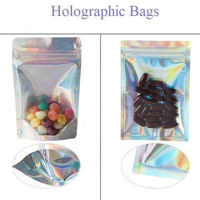 satın al 0.5OZ Holografik Kalkan Cüzdan Gümüş ziplockk Folyo Cüzdanlar Yırtıcı Çentik online manufacture
