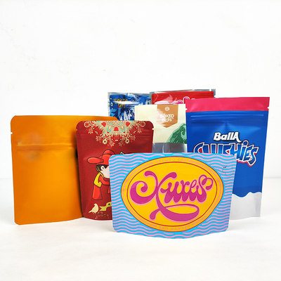 Çocuklara karşı koruyucu Mylar ot torbaları Yukarı dur yemek torbası Dijital baskı torbaları