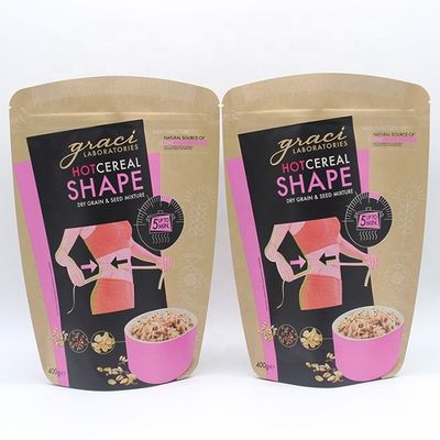 7g Biyodegradable Stand Up Pockets CMYK Baskılı Kraft Kağıt Kahve Torbaları